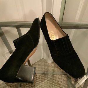 Ferragamo Black Suede Loafers Size 7